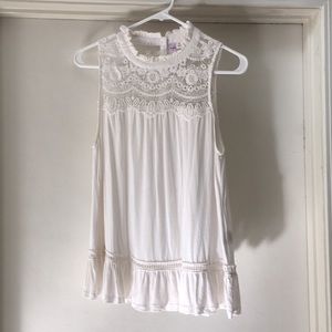 Francesca's sleeveless lace flutter top